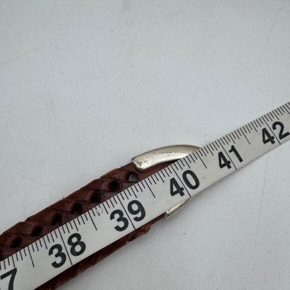 Fossil Mens Woven Genuine Leather Belt With Silver Buckle Size 36 - Picture 11 of 13